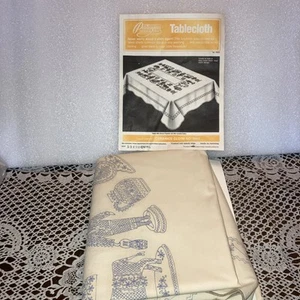 Paragon NEEDLECRAFT TABLECLOTH 59 X 90 NEW cross stitch 1974 vintage 0903 - Picture 1 of 3