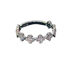 Anillo Trébol Hoja Brillante Plata de Ley 925 y Circonita Cúbica Talla 6 - Imagen 1 de 4