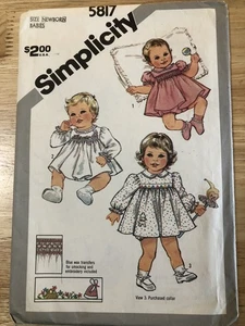 Simplicity Newborn Dress Pattern 1982, w Panties, Cut, Organized, Complete 5817 - Picture 1 of 6
