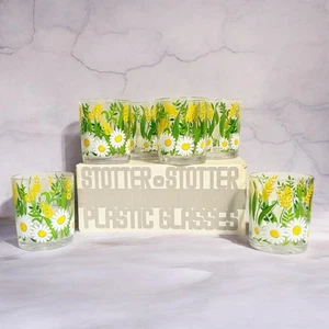 Stotter Vintage Glasses Double Old Fashioned White Daisy Acrylic 1960s -Set of 6 - Picture 1 of 11