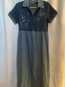 Vestido bordado de mezclilla de algodón mediano 10-12 Bobbie Brooks para mujer - Imagen 1 de 6