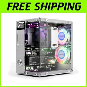 Stylish Aluminum NVMe M.2 SSD Mini PC Case for Raspberry Pi 5 with RGB Cooling - Picture 1 of 11