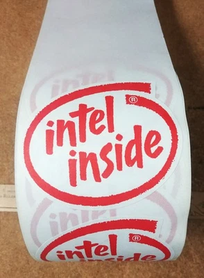 Large Red Intel Decal Sticker 3 11/16" x 3 1/4" vintage old school lot of 4 - Image 1 of 2