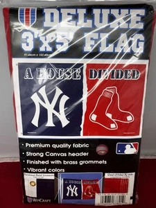 New York Yankees Boston Red Sox House Divided Flag Banner Baseball MLB Red/Blue - Picture 1 of 5