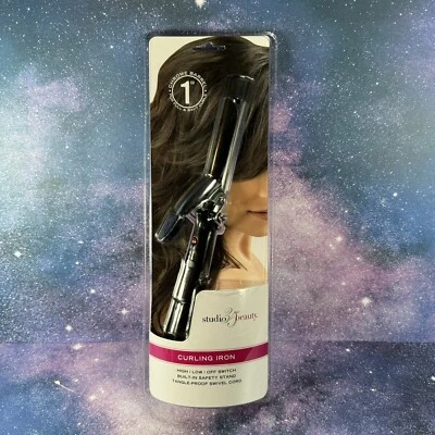 Studio 35 Beauty хромированный ствол предохранительная подставка классный наконечник высокий/низкий 1 дюйм утюжок для завивки - Изображение 1 из 3