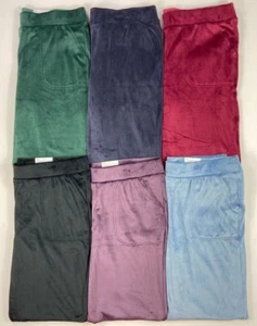 Women's Croft & Barrow |The Lush Velour Straight Mid Rise Lounge Pants - Picture 1 of 8