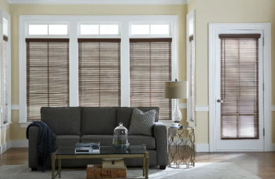 1 Inch Faux Wood Vertical Front Door Window Blind Brown 10" W x 42" L - Image 1 of 4