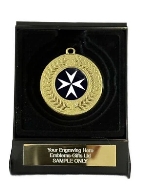 SMARTBADGE St John Ambulance Cross Award 50 mm medaglia contorno oro in scatola (D) incisa gratuitamente