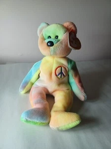 Ty Beanie Baby Peace Bear 119 Stamped In Tag - Picture 1 of 13