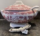 Vintage Royal Sealy Red Willow 3Pc Soup Tureen With Electric Cord