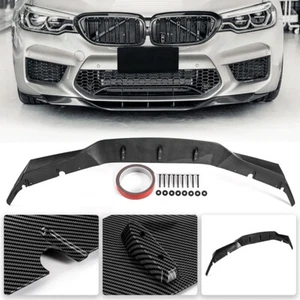 FOR 2018~2020 BMW F90 M5 R STYLE CARBON FIBER FRONT BUMPER LIP SPOILER SPLITTER` - Picture 1 of 9