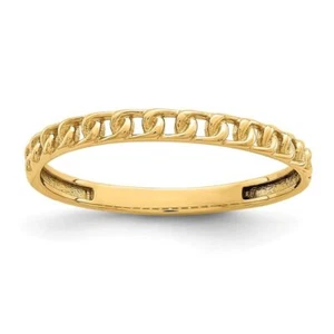 14K Yellow Gold Link Design Ring Fine Jewelry Size 6 - Picture 1 of 8