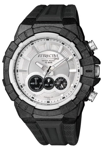 Q&Q by Citizen Attractive Men's chronograph Watch white dial  Black Strap in box - Image 1 of 1