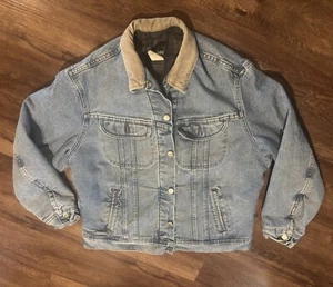 Vintage 90er USA LEE genietete WOLLDECKE GEFÜTTERT JEANSJACKE WESTERN Large - Bild 1 von 3
