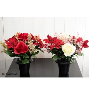 Eucalyptus / Poinsettia /Rose Mix Gravepot Assorted - Picture 1 of 1