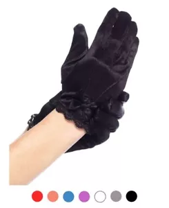 Nuevos guantes de satén con borde de encaje Leg Avenue 4908 - Imagen 1 de 3