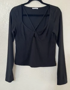 Neu Reformation Sybil Langarm-Top mit gekreuzten Trägern in Schwarz Größe S - Bild 1 von 6