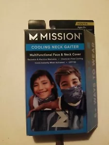 Mission Cooling Neck Gaiter Youth 8+ Multifunctional Face And Neck Cover UPF 50 - Picture 1 of 6