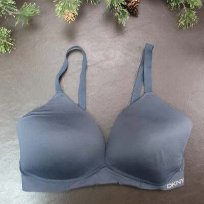 DKNY Bra Size L Gray Padded Wireless Adjustable Clasp Back - Image 1 of 4