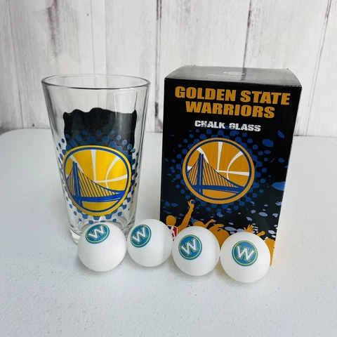 Golden State Warriors NBA Chalk Glass With Ping Pong Balls Sports Crate Set Cover