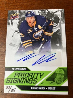 2013 Upper Deck Priority Signings Autograph Thomas Vanek Auto 33/35 - Image 1 of 2