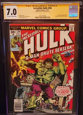 INCREDIBLE HULK #206 - 12/76- CGC SIGNATURE SERIES SIGNED BY JOE STATON -CGC 7.0 - Image 1 of 3