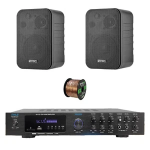 Pyle PDA8BU 5.1 Channel Home Audio Bluetooth Receiver, 2x 4" 30W Speakers, Wire - Picture 1 of 8