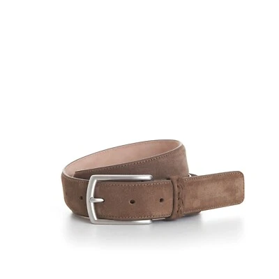 Cinturón de gamuza ZEGNA 650$ - Detalle de hebilla de triple puntada, gamuza beige Foto 1 de 4