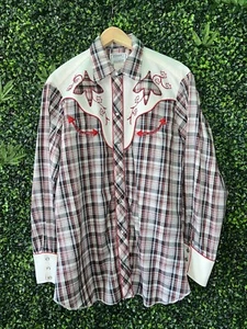 Vintage 60’s H Bar C California Ranchwear Pearl Snap Button Shirt - Cowboy Plaid - Picture 1 of 5