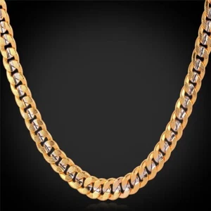 18K Yellow Gold GP 6MM Classic Curb Chain Solid Link Necklace 24" Mens & Womens - Picture 1 of 10