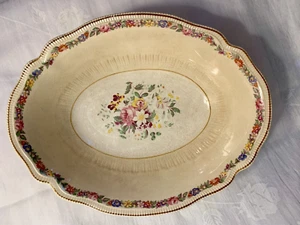 Old Staffordshire Oval Serving Bowl Johnson Brothers England Floral Center 1940 - Picture 1 of 4