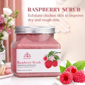 DERMACHOICE Raspberry Exfoliating Body Scrub with Vitamin E Body Wash Exfoliator - Picture 1 of 7