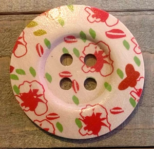 Flower Sewing Button Crafting Natural Wood 4 Hole 2" - Picture 1 of 2