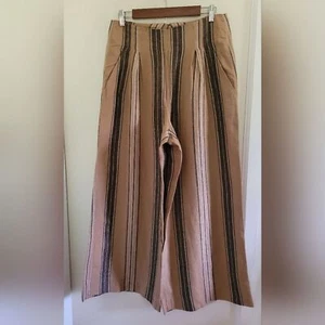 Pantalones Pantalón Banana Republic Tostado Rayas Lino Cintura Alta Boho Pierna Ancha 8 - Imagen 1 de 8