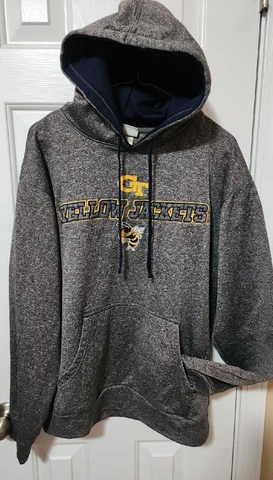 Men’s Section 101 NCAA Georgia Tech Yellow Jackets Hoodie with Pockets Gray Sz M Cover