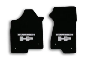 2008-2009 Hummer H2 - Black Classic Loop Carpet Front Mats-Silver Hummer H2 Logo - Picture 1 of 11