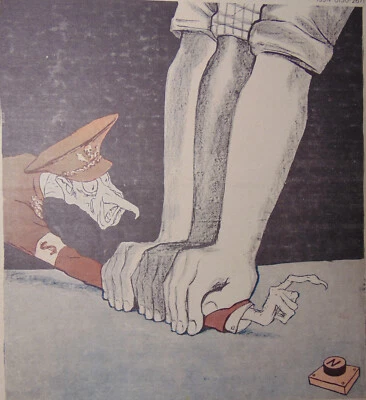 Soviet magazine Cold war Arms race Anti USA Poster Propaganda Nuclear war - Image 1 of 4