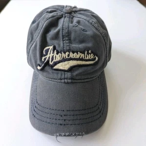 Abercrombie And Fitch Navy Blue Fitted Hat Cap Moose Logo Size Medium Distressed - Picture 1 of 9