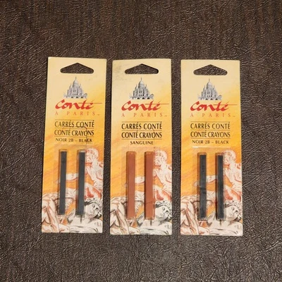CONTE A PARIS SKETCHING CRAYONS 6 Total (3 Pacotes) Black Sanguine Carrés - Imagem 1 de 4