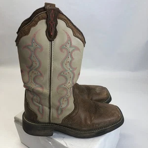 Justin Gypsy Western Cowboy Boots Pink Blue Embroidery Leather Size 7B - Picture 1 of 11