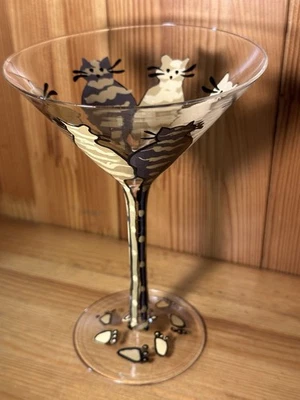 "Vaso Martini Lolita Glamour-Tini pintado a mano de 7"" - tema CATS - único usado en excelente estado" Foto 1 de 4