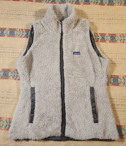 Chaleco Patagonia Mujer Medio Beige Cremallera Completa Los Labos Reversible Suéter Chaqueta - Imagen 1 de 11