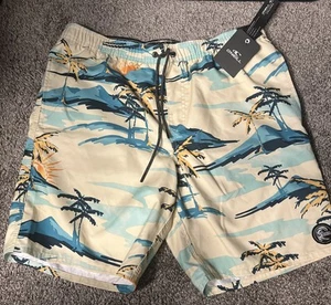 O'Neill Men's Cabana Volley Board Shorts Bone Palm Trees NWT Size Large $39.50 - Picture 1 of 10