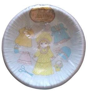 Hallmark Paper Doll 8 ciotole per feste sigillate 6 1/8" simili a Holly Hobbie - Foto 1 di 5