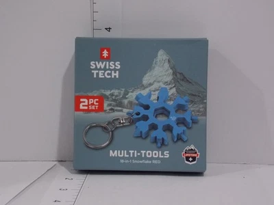 瑞士 Tech 2 件套多工具套装 18 合 1 雪花钥匙扣工具蓝色/红色 - 全新 — 第 1/2 张图片