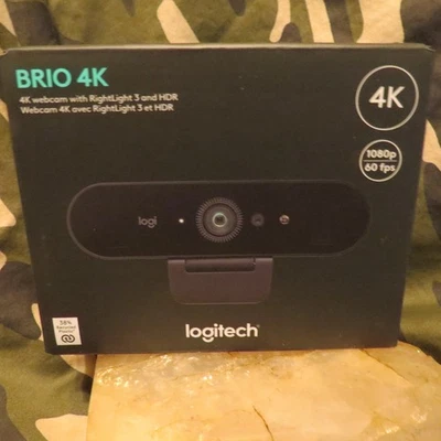 ¡NUEVO! Cámara web empresarial Logitech Brio 4K Ultra HD Pro con cancelación de ruido micrófonos dobles Foto 1 de 2