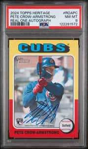 Pete Crow-Armstrong 2024 Topps Heritage Real One Auto #ROA-PC Rookie PSA 8 NM-MT - Picture 1 of 2