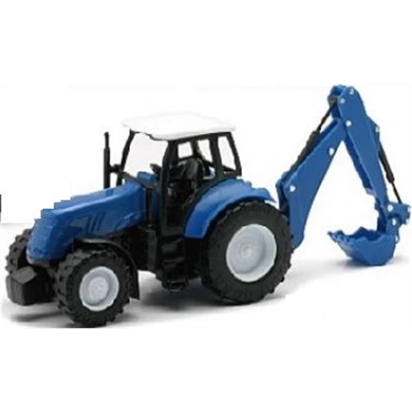 New-Ray 1:32 Scale Tractor w/Backhoe Loader Blue - Image 1 of 1