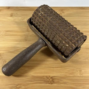 Antique Heavy Cast Iron Concrete Cement Indentation Pattern Roller, 6" width - Picture 1 of 10