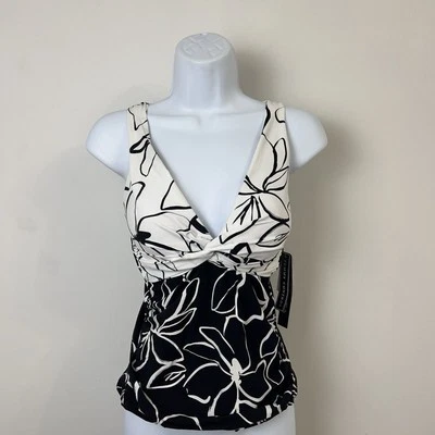 La Blanca LB2CK68 Moonlit Silhouette Twist Front Tankini Swim Top Size 6 Black - Image 1 of 4